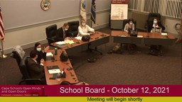 Thumbnail image for School Board Meeting - Tuesday, October 12, 2021